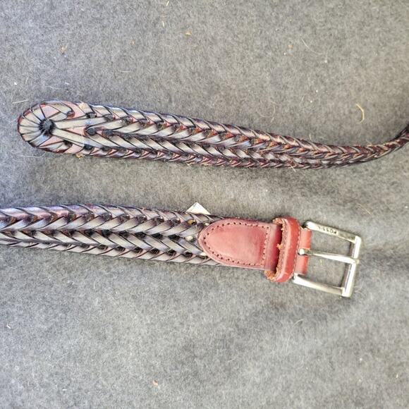 Fossil Leather Belt 38 Braided Brown MB4160222 Dress & Casual - Picture 8 of 9